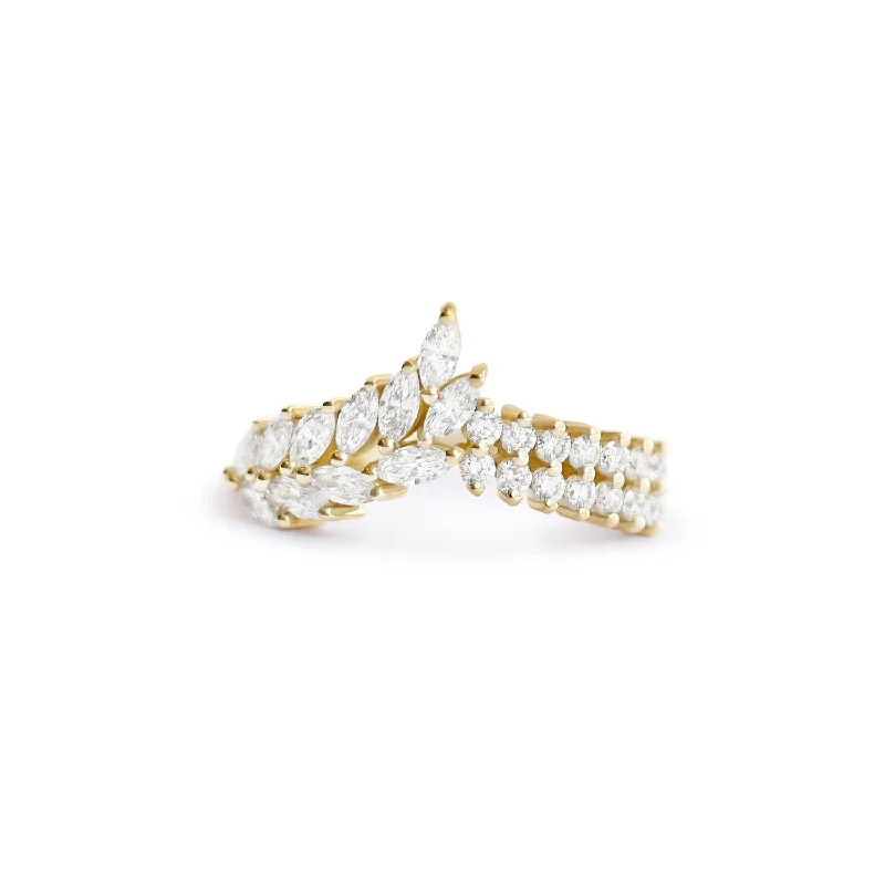 Marquise & Round Feather Contour Diamond Ring