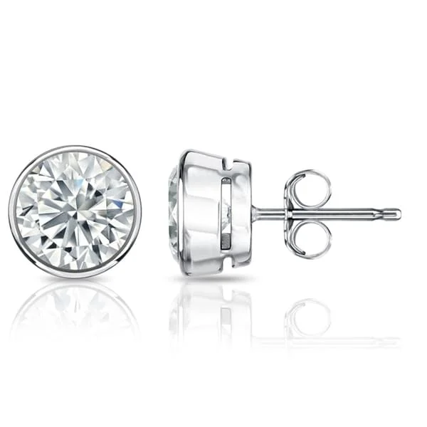 Auriya 14k Gold GIA Certified 5.50 carat TDW Bezel Set Round Diamond Stud Earrings