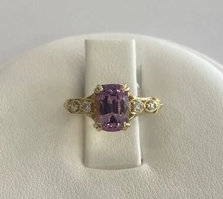 14kt Yellow Gold Pink Topaz and Diamond Ring