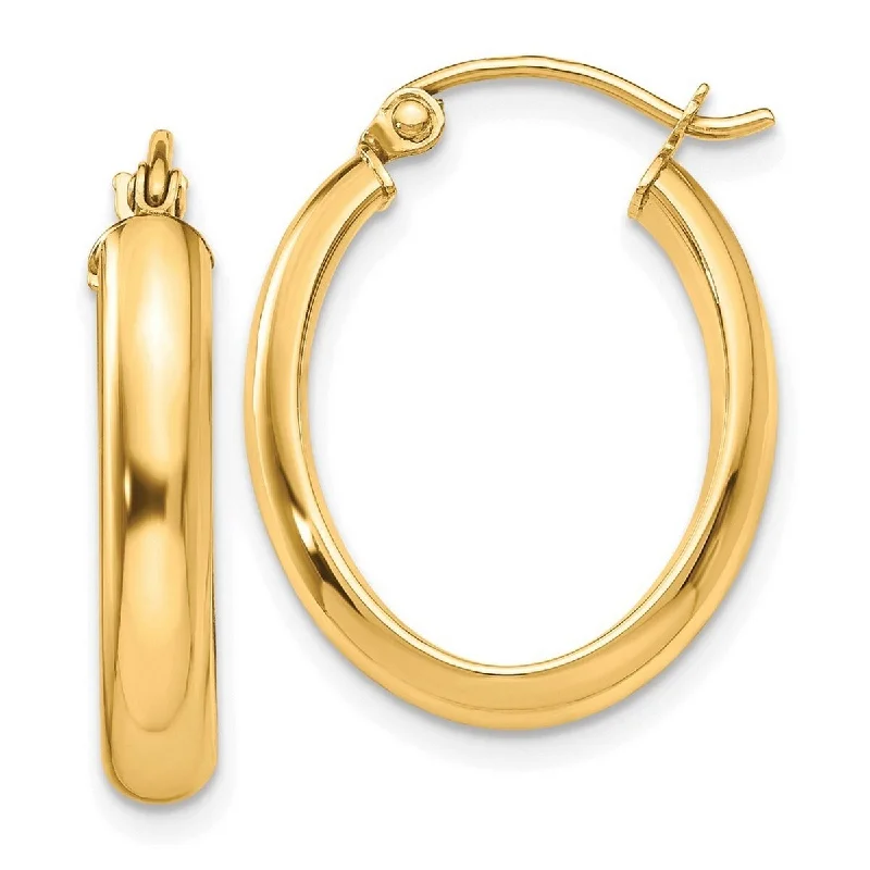 Curata 10k Yellow Gold Polished 3.5x23.86mm Domed Oval Hoop Earrings