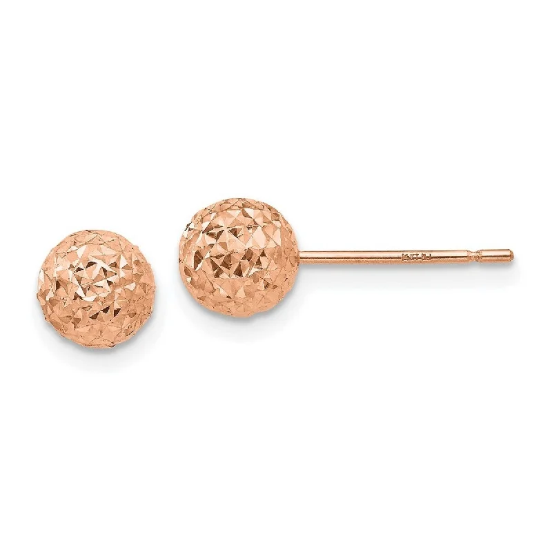 Curata 14k Rose Gold 6mm Ball Post Earrings - 6x6mm Wide