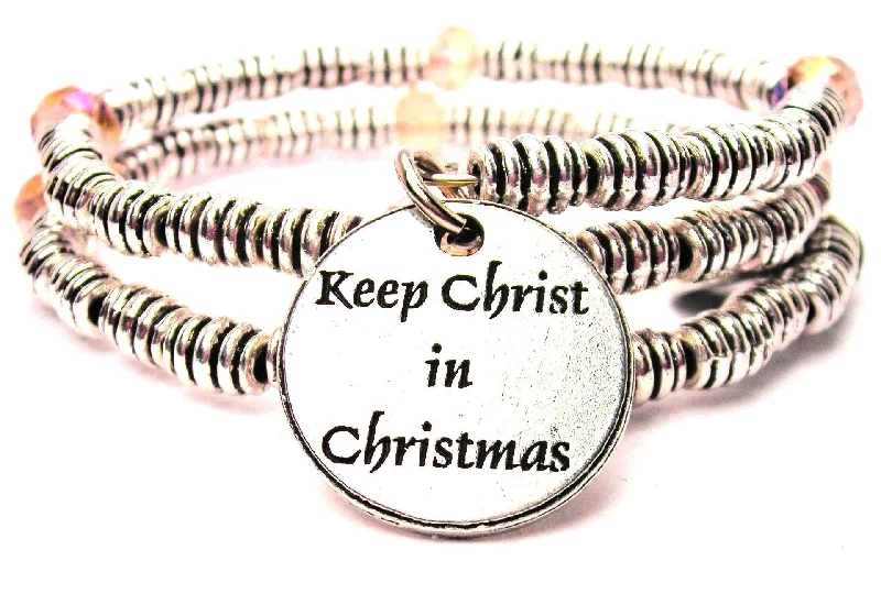 Keep Christ In Christmas Curly Coil Wrap Style Bangle Bracelet