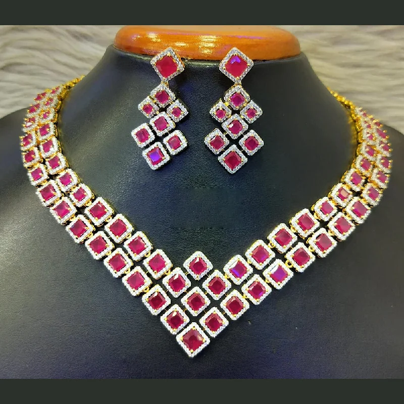 Jain Jewellers Gold Plated AD Necklace Set