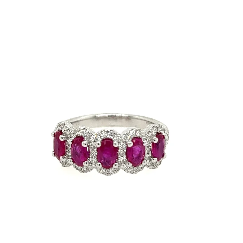 18K White Gold Ruby and Diamond Ring