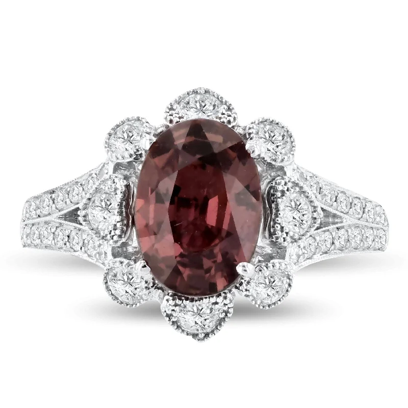 Auriya 18k White Gold 2 1/5ct Pink Sapphire and 3/4ct TDW Diamond Ring