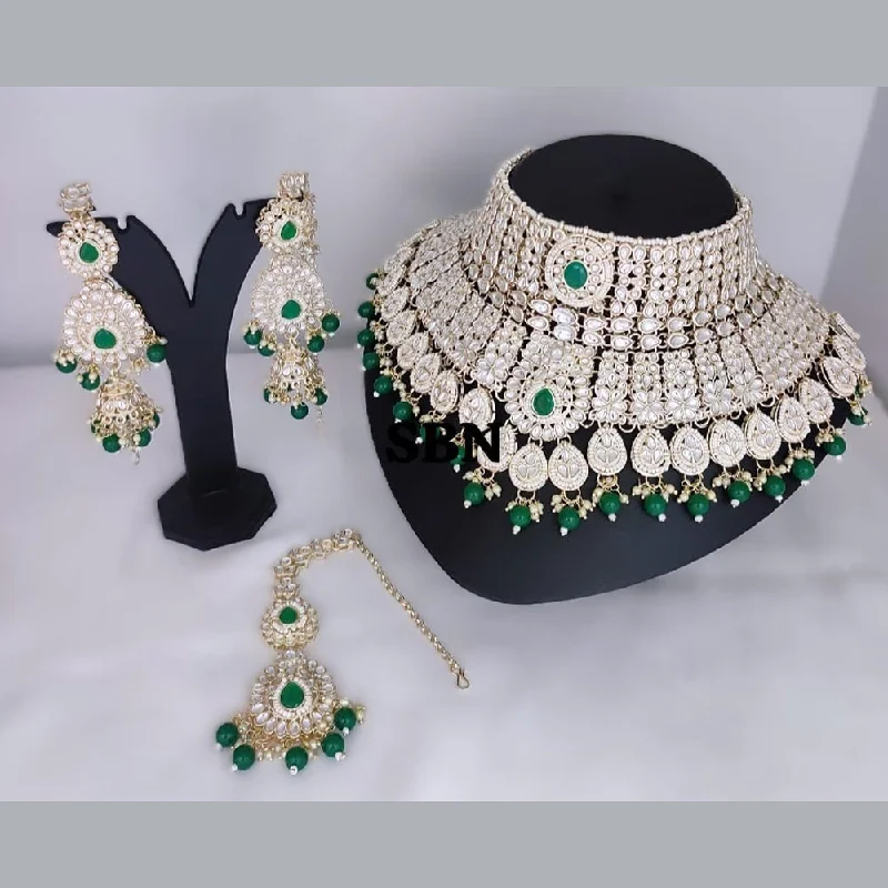 Gehana Mahal Gold Plated Kundan Stone Semi Bridal Necklace Set