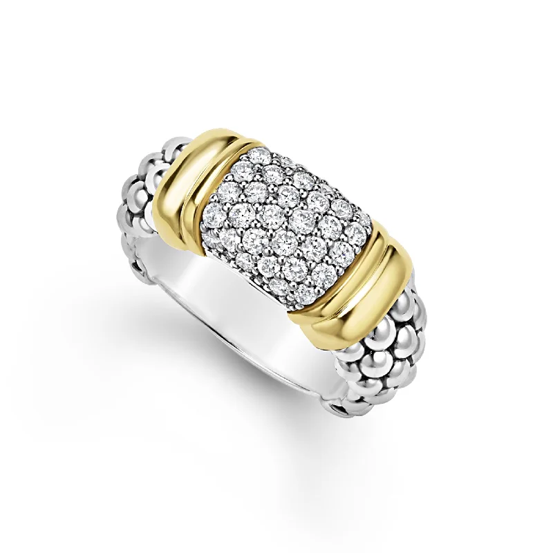 Signature Caviar Two-Tone Caviar Diamond Ring | 9mm