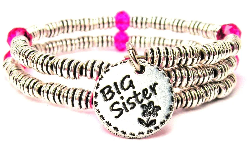 Big Sister Circle Curly Coil Wrap Style Bangle Bracelet