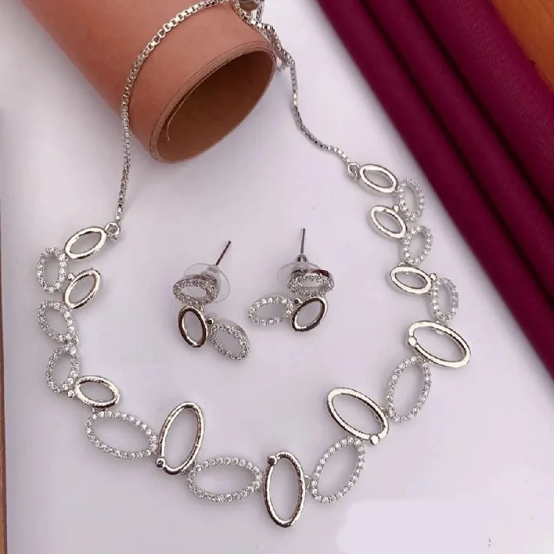 Lucentarts Jewellery Silver Plated Austrian Stone Necklace Set