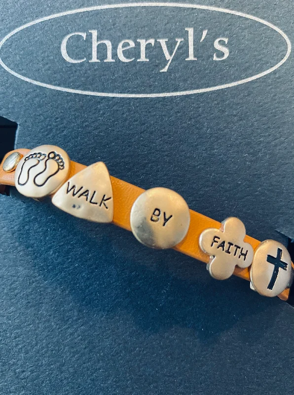 Walk By Faith camel band w/ magnet close bracelet