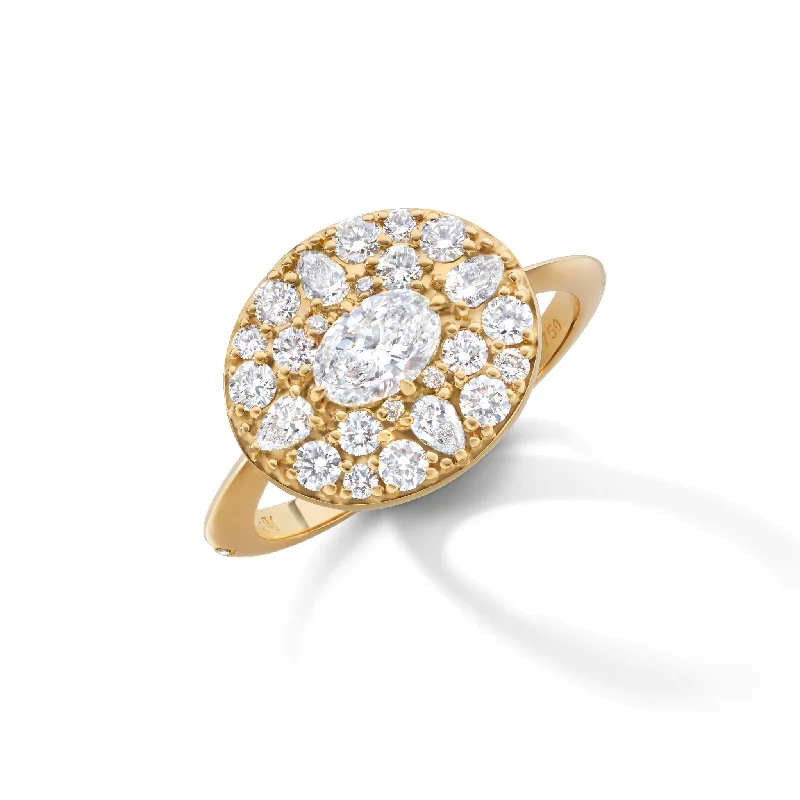 "Points North" Diamond Ring with Oval, Round and Pear Shaped Diamonds