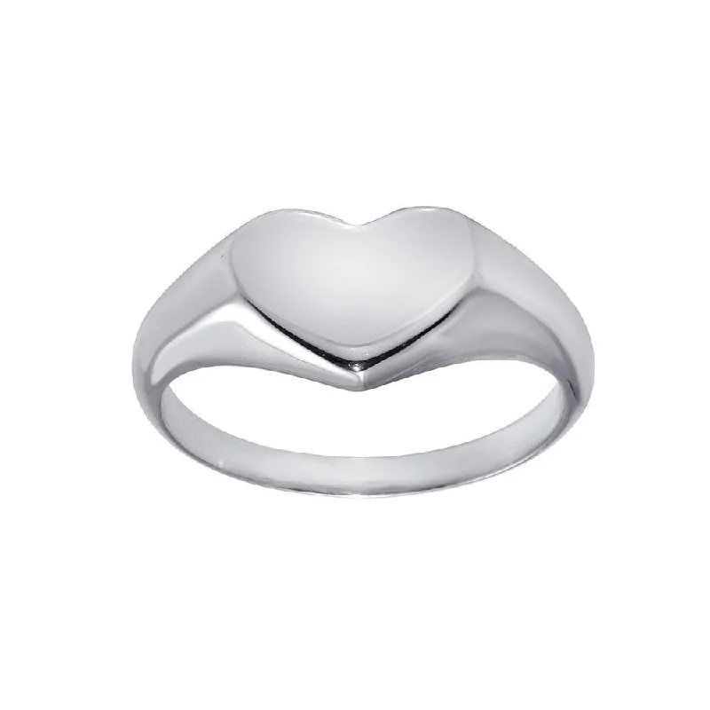 Rhodium Plated 925 Sterling Silver Heart Ring - SOR00035