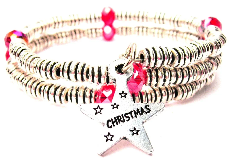 Christmas Star So Cute Curly Coil Wrap Style Bangle Bracelet