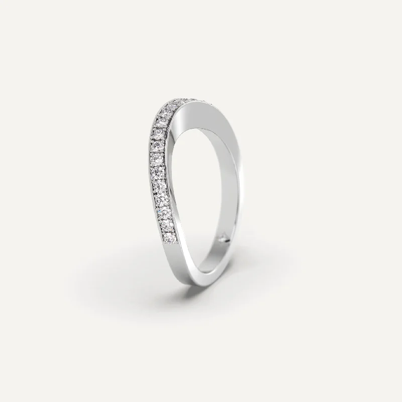 Curved Wedding Band Diamond Ring