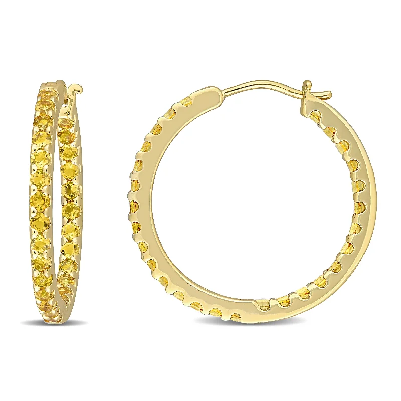 Miadora 10k Yellow Gold Citrine Inside Outside Hoop Earrings