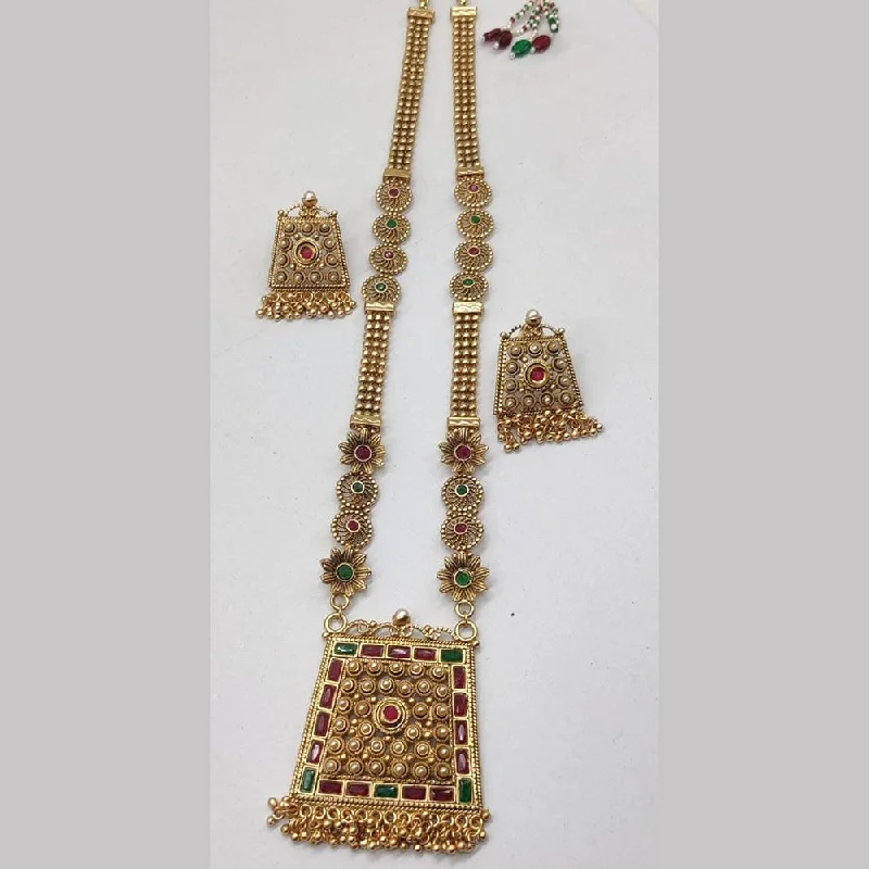 Manisha Jewellery Gold Plated Pota Stone Necklace Set