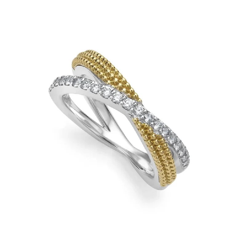 Lagos Two Tone X Diamond Ring