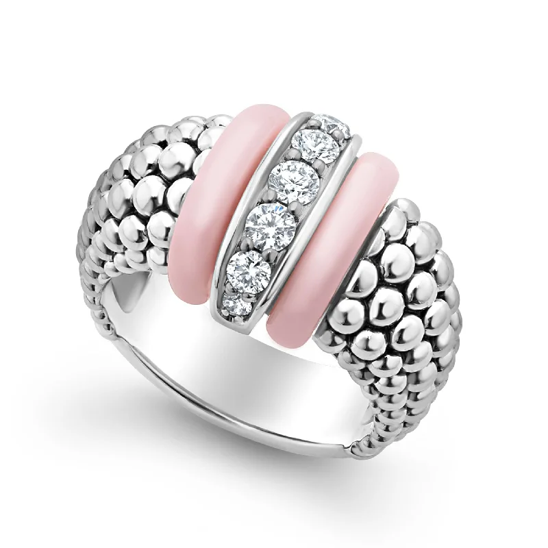 Pink Caviar Pink Ceramic Caviar Diamond Ring