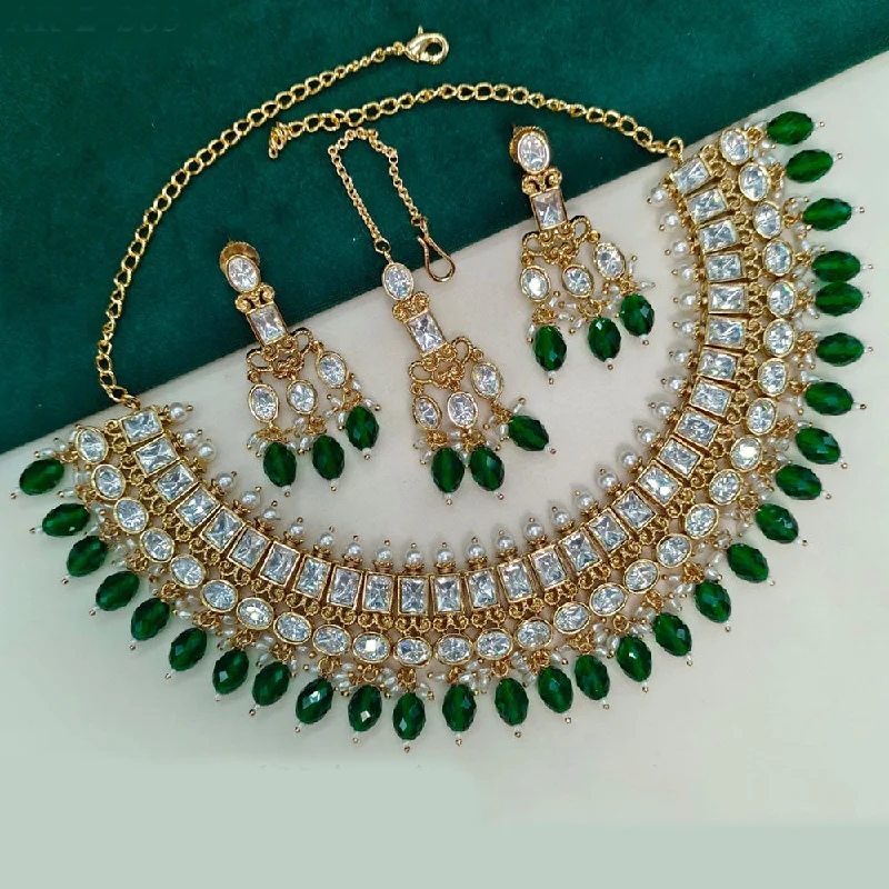 Royal Kundan Jewellery Gold Plated Polki Kundan And Beads Necklace Set