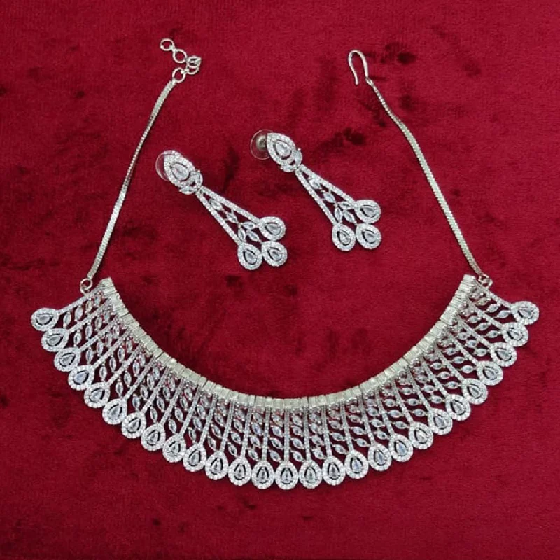 Pooja Bangles Silver Plated AD Necklace Set