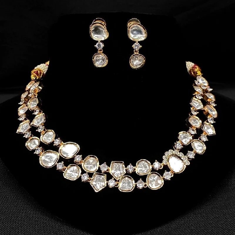 Royal Kundan Jewellery Gold Plated Polki Kundan Necklace Set