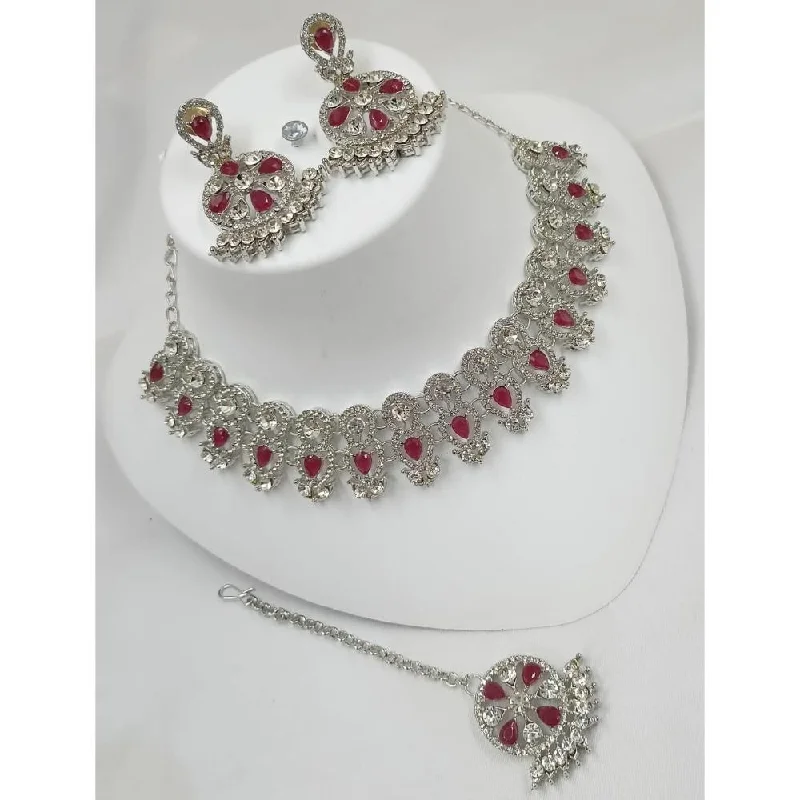 Akruti Collection Silver Plated Austrian Stone Choker Necklace Set