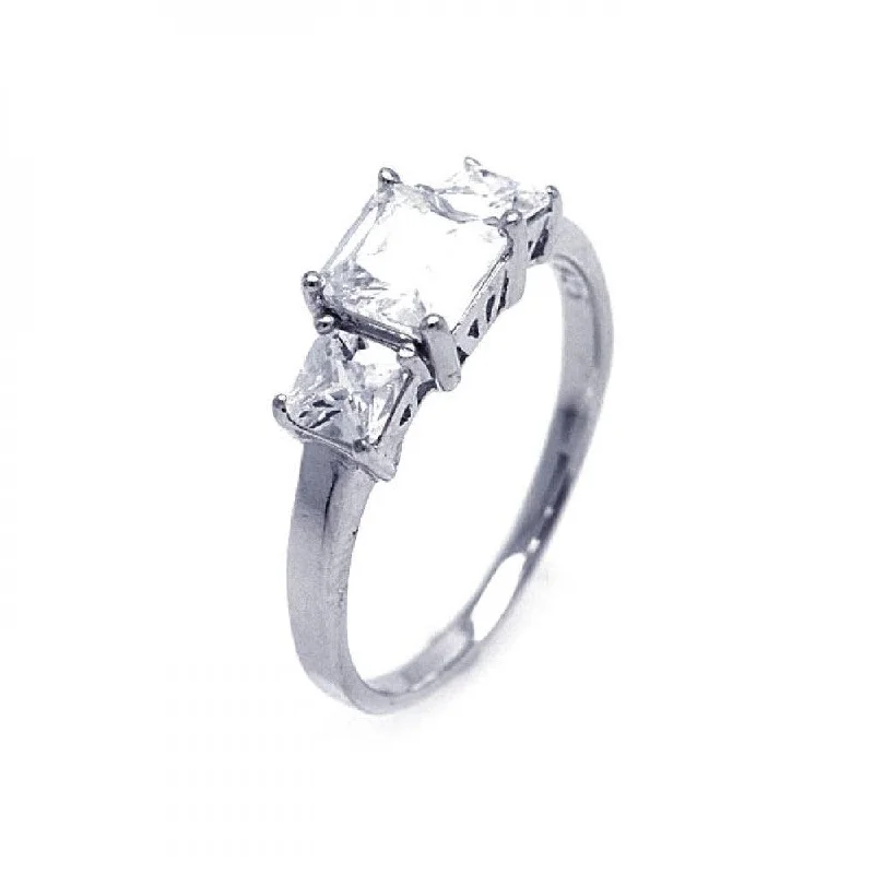 Silver 925 Rhodium Plated CZ Past Present Future Ring - STR00697