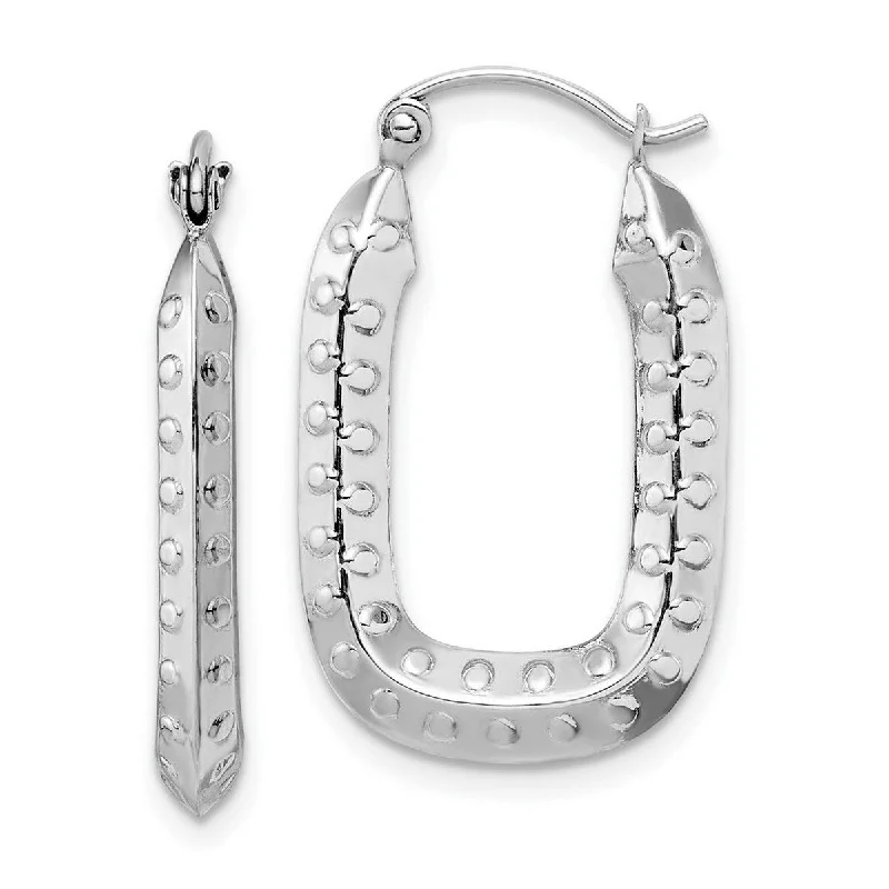 Curata 10k Yellow or White Gold Textured Rectangle Hoop Earrings - 25.28x15.57mm